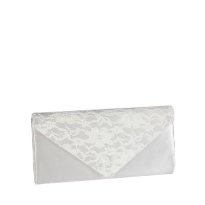 Ivory Satin and lace envelope clutch bag